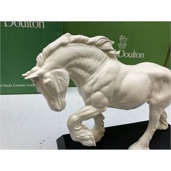 Five Beswick and Royal Doulton horse figures in matt white on black plinths, comprising of  Spirit of Affection no. 2689/2536, Springtime no.2837, Spirit of peace no.2916, Spirit of earth no.2914 and Spirit of the wild no. 183, together with a composite figure of a horse (6)