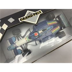 Three Paul's Model Art Grand Prix 1:18 scale die-cast racing cars - Sauber Mercedes C13 A. De Cesaris G.P. Canada 1994; Ferrari F 93 A Jean Alesi; and Benetton B 194/5 Showcar 1995 J. Herbert; all boxed (3)