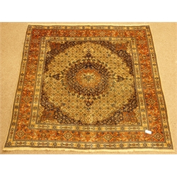  Persian Mood design rug, flower filled medallion centre within a repeating border, 200cm x 200cm  