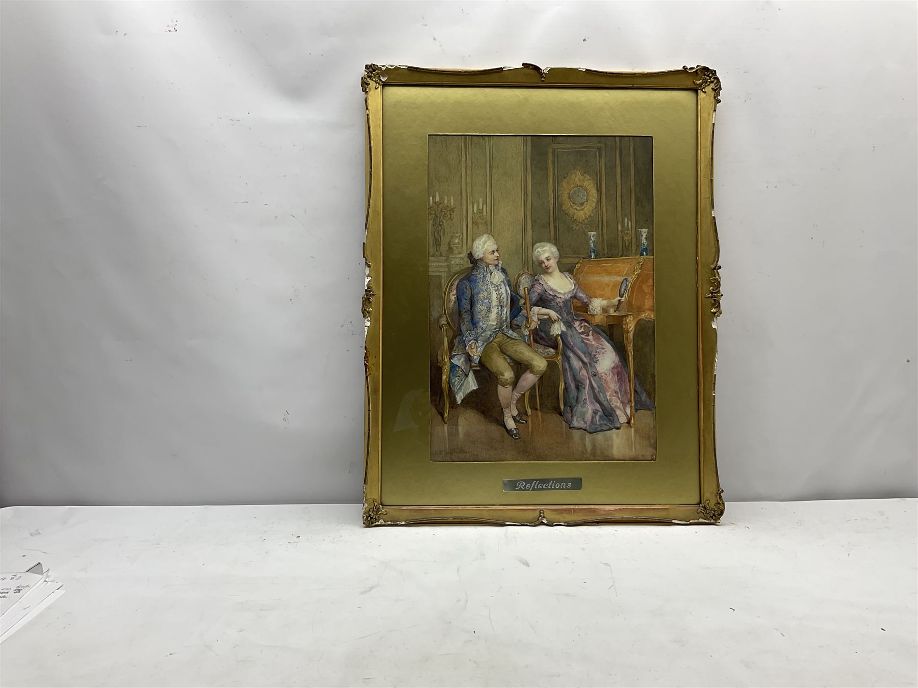 Henry Gillard Glindoni RBA (British 1852-1913): 'Reflections', watercolour signed and dated 1909, 50cm x 34cm