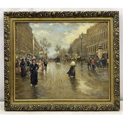 French Impressionist School (20th Century): Parisian Street Scene, oil on canvas unsigned 49cm x 59cm 