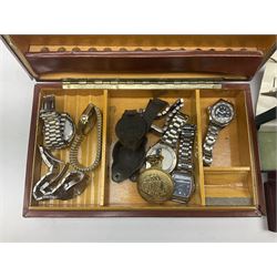 Collection of ladies and gentleman's watches, pocket watches including spare faces, cases and parts, costume jewellery, some examples boxed etc