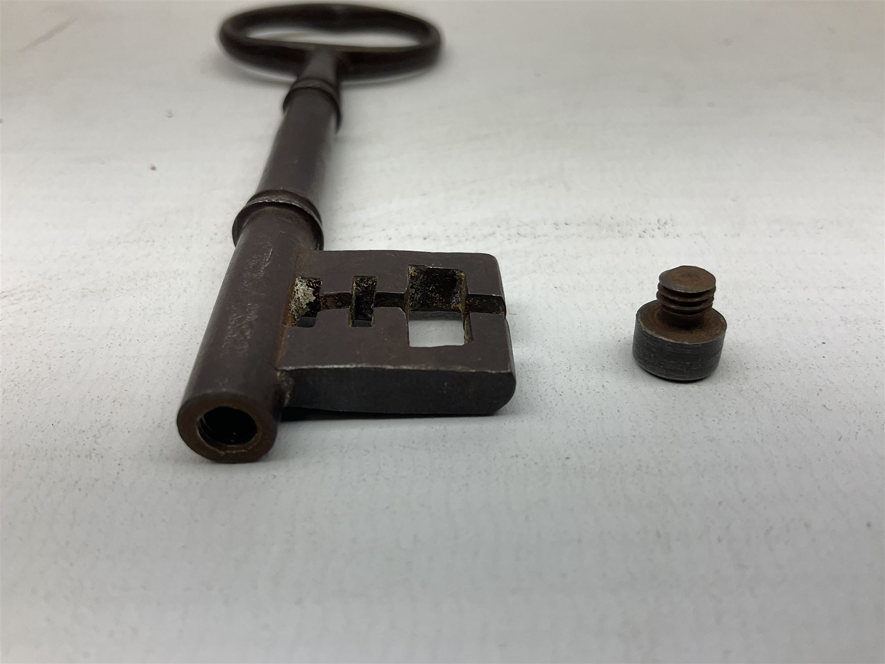 Military interest - Pair of SOE wire cutters by H Brindley; Needle dagger with triform blade 15.5cm; Iron key with secret message compartment; ‘Pill box’ telescope; Wire cutters; Field Engineering and Mine Warware pamphlet No. 7, Booby Traps (6)