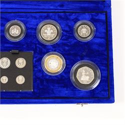 The Royal Mint United Kingdom 2000 'Millennium' silver proof coin collection, including Maundy coins, cased with certificate
