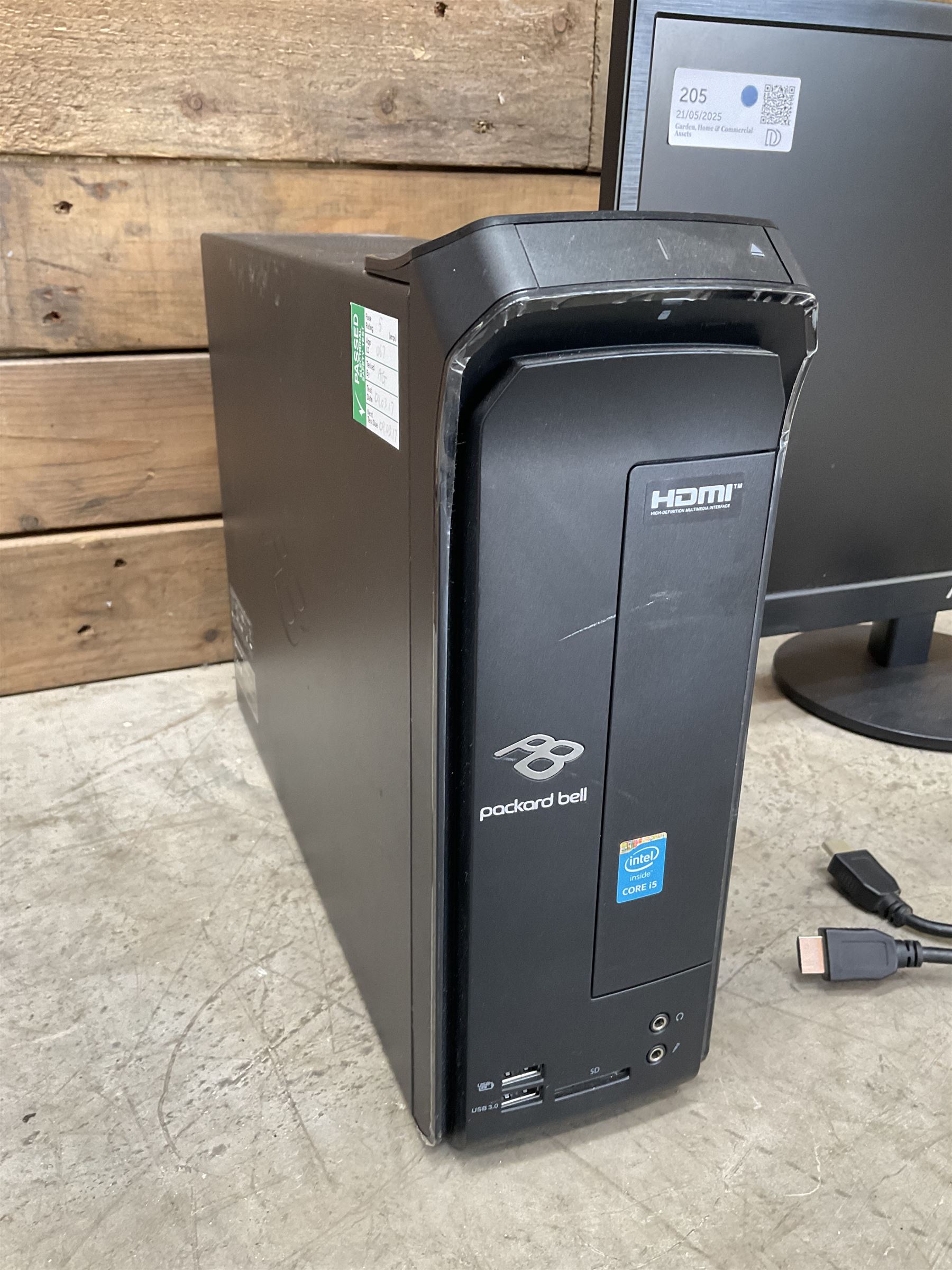 Packard Bell Intel i5-4460 computer, 8BG DDR3 RAM, 1TB Hard Drove with AOC monitor (HDMI), keyboard and mouse.