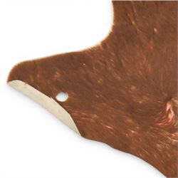 Cow hide rug or wall hanging, shaped with brown and white tones