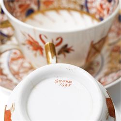 Collection of Copeland Spode Imari pattern no. 1495 tea wares, mostly with painted numbers to base