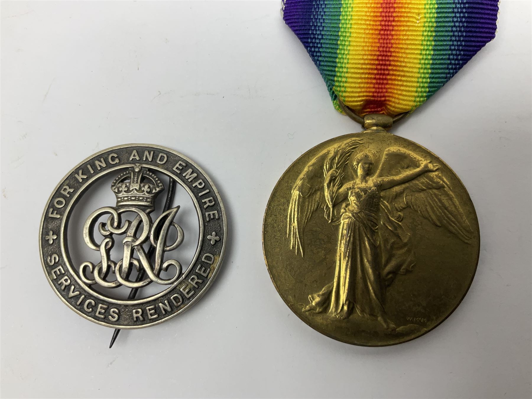 WW1 British War Medal awarded to 28885 Pte. A. Hey R. War. R.; WWI Victory Medal awarded to 7633 Pte. E. Edwards L'Pool R.; two WWII medals; Royal Navy Temperance Society Medal; Services Rendered badge No.B55177; and Home Guard lapel badge