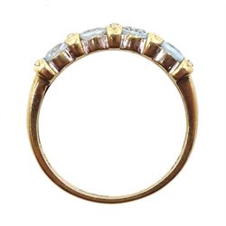 9ct gold four stone topaz ring, hallmarked
