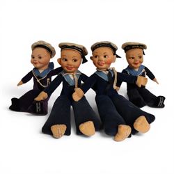 Four Norah Wellings P&O sailor dolls with booklets, comprising SS Himalya, SS Arcadia, TSS Strathallan and TSS Strathmore
