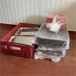 Approx. 40 stainless steel trays, plastic and other trays  - THIS LOT IS TO BE COLLECTED BY APPOINTMENT FROM DUGGLEBY STORAGE, GREAT HILL, EASTFIELD, SCARBOROUGH, YO11 3TX