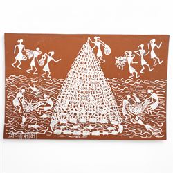 Jivya Soma Mashe (Indian 1934-2018): Fishing and Farming Scenes, two gouaches on paper signed, 14.5cm x 22.5cm (2) 