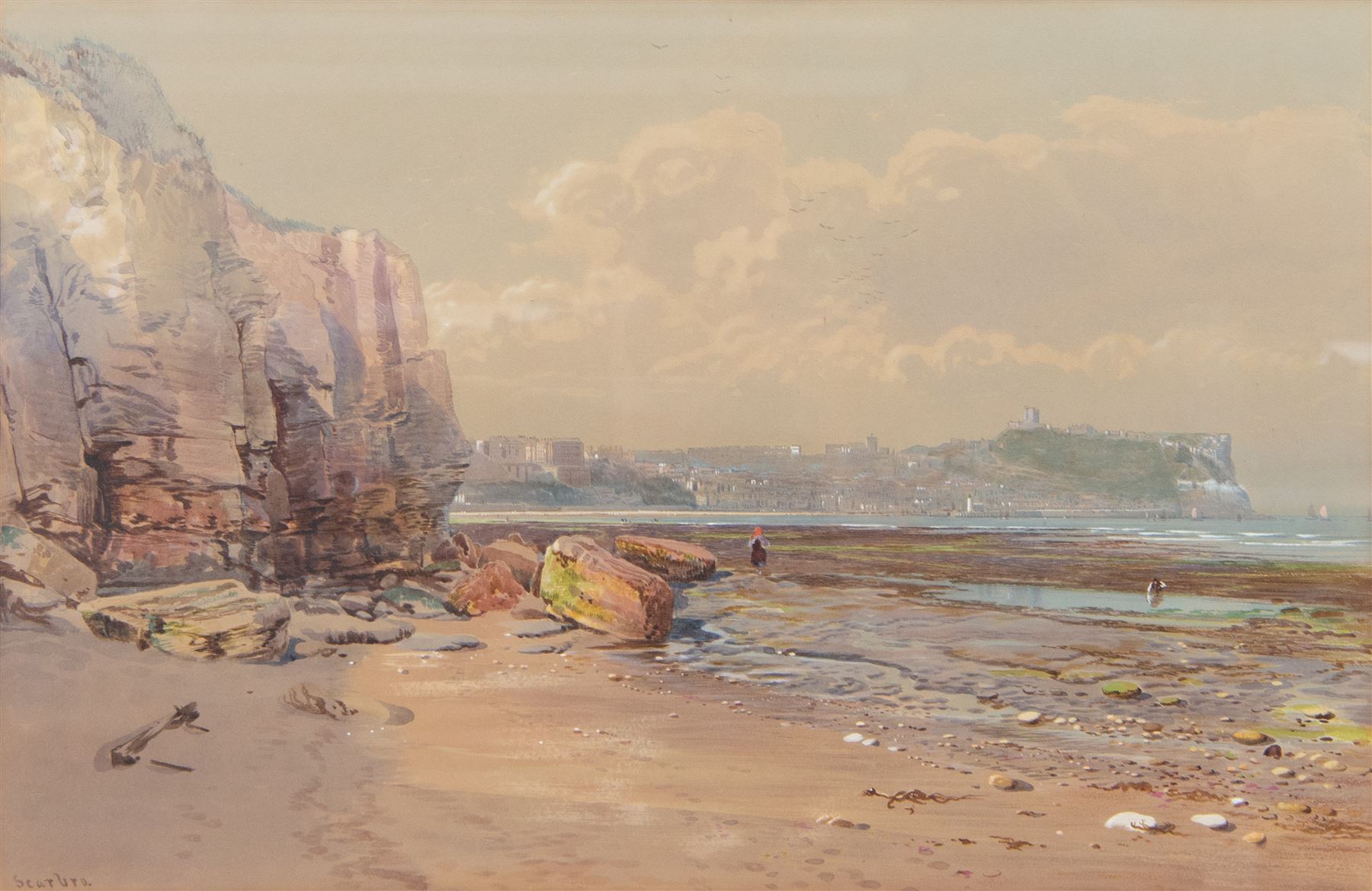 George Wolfe (British 1834-1890): 'Scarborough' South Bay, watercolour titled unsigned 33cm x 51cm 
Provenance: private collection purchased the Jack Chenery Briggs collection of Fine Watercolours 22nd April 1999 Lot 79