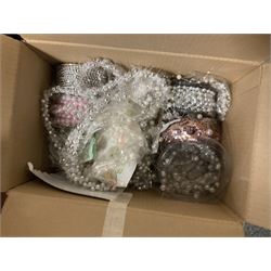 Artificial Nordic style 6ft Christmas tree, together with a large collection of baubles, small light up Christmas tree, tree skirt and other Christmas decorations, including some vintage examples