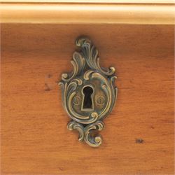 And So To Bed - Cherrywood serpentine dressing table, two drawers with brass handles foliate design with applied gilt mounts, raised on cabriole legs with gilt caps