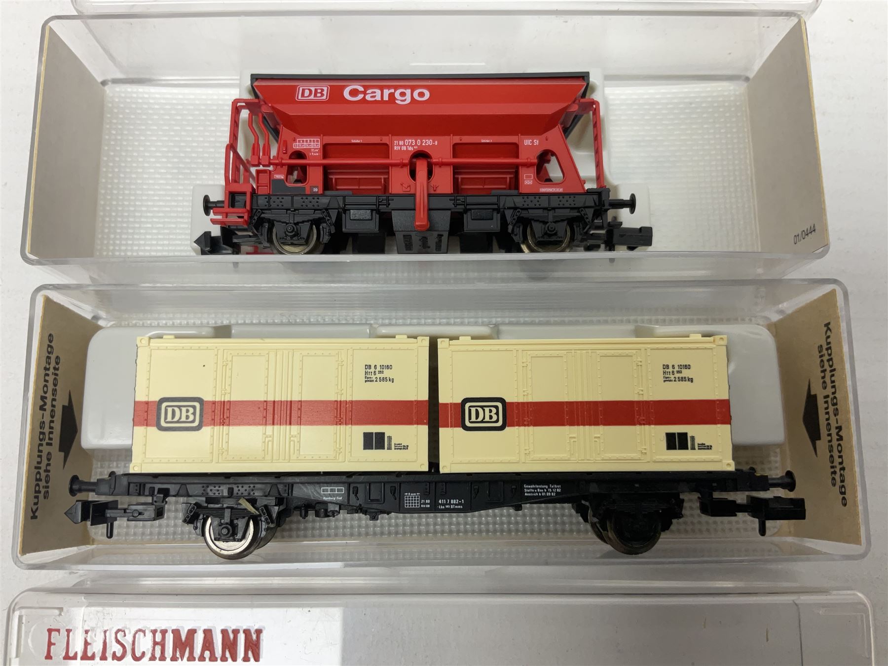 Fleischmann 'N' gauge - thirteen goods wagons Nos.8201K, 8234K, 8240K, 8282, 8325, 8330, 8372K, 8488K, 8515K, 834606K, 852401K, 852404K & 868523K; all boxed (13)