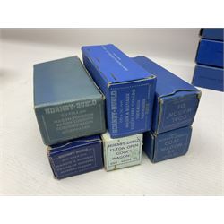 Hornby Dublo - nineteen goods wagons comprising 32040 Goods Van D1 (SR) in LMS stickered box, DR375 Goods Van D1 (GW), D303 Open Goods Wagon D1 (GW), 32044, 32076, 32052, 32021, 32074, 32056, 32065, DR379, 32070, 32020, DR373, two x 32075, High Sided Wagon D2 (LMS) in NE stickered box; all boxed; Tank Wagon D1 (Esso) and DR380 Meat Van D1; both in later unassociated boxes (19)