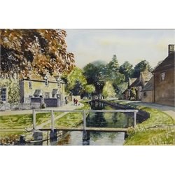  Village Street Scene, watercolour signed C. Bibbs, Scarborough, oil on board signed Joan Lancaster and Forge Valley, Filey Brigg and Mist in the Forest, three watercolours signed by Nathan S Brown max 44cm x 59cm (6)  