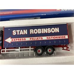 Corgi - four ‘Rigids’ limited edition 1:50 scale die-cast vehicles comprising CC14202 - Scania P Box Lorry Tunnock’s no.1035/1710; CC13515 - Volvo FM Fridge Lorry The Real McKay Ltd; CC13903 - Foden Alpha Curtainside Lorry Stan Robinson Ltd; CC11913 - ERF EC Aggregate Tipper Brian Harris Transport; all boxed (4)