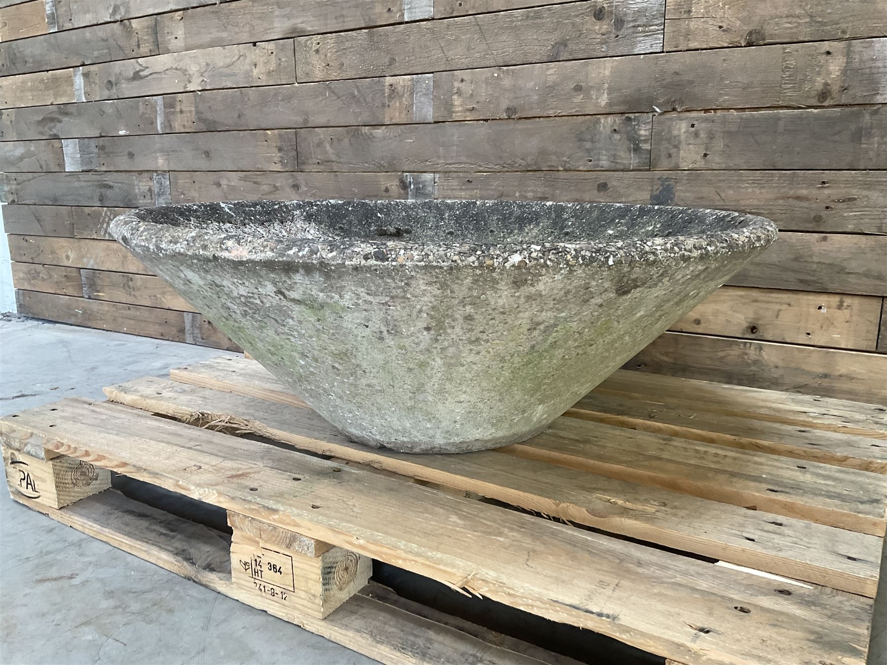 Large mid century tapering concrete planter