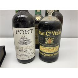 Mixed port, to include Don Pablo, 1982, port, Justerini and Brooks tawny port, calem port, etc, various contents and proof