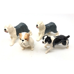  Four John Beswick boxed Dogs comprising two Old English Sheepdogs, Springer Spaniel and Bulldog (4)  