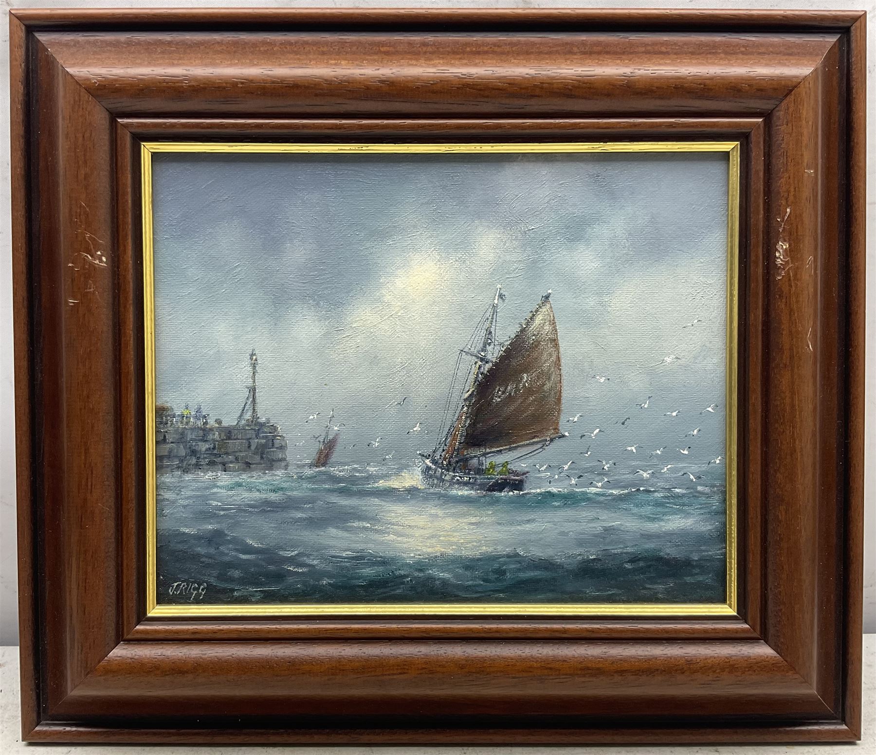 Jack Rigg (British 1927-2023): 'SS Malcolm Miller' and 'Fishing Boat Returning to Anstruther Harbour', pair oils on canvas board signed 19cm x 24cm (2)