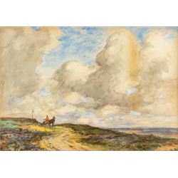 John Atkinson (Staithes Group 1863-1924): Heavy Skies over the Moors near Whitby with Lone...