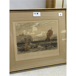 'A Favourite Hostel' and 'Castle Garth Newcastle', two engravings pub. Thomas Ross collection; engraving of Whitby and another print various sizes (4)