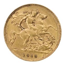 King George V 1913 gold half sovereign coin