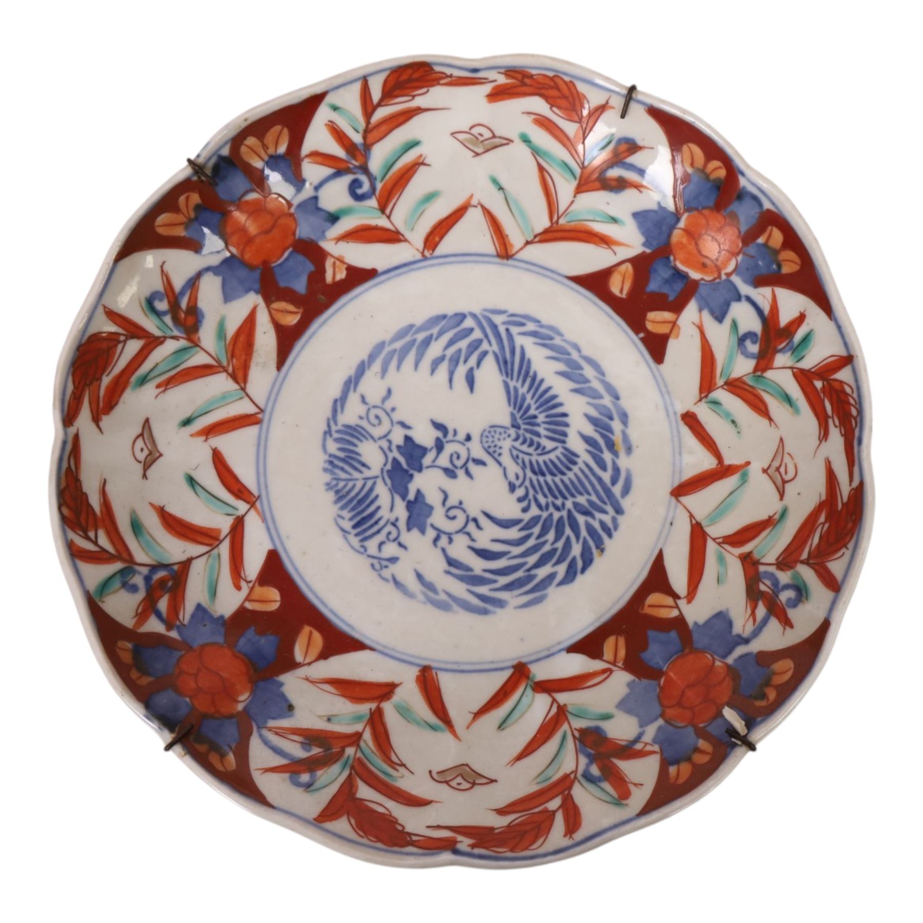 Collection seven 19th century Japanese Imari plates, six with scalloped edges, largest D30cm 