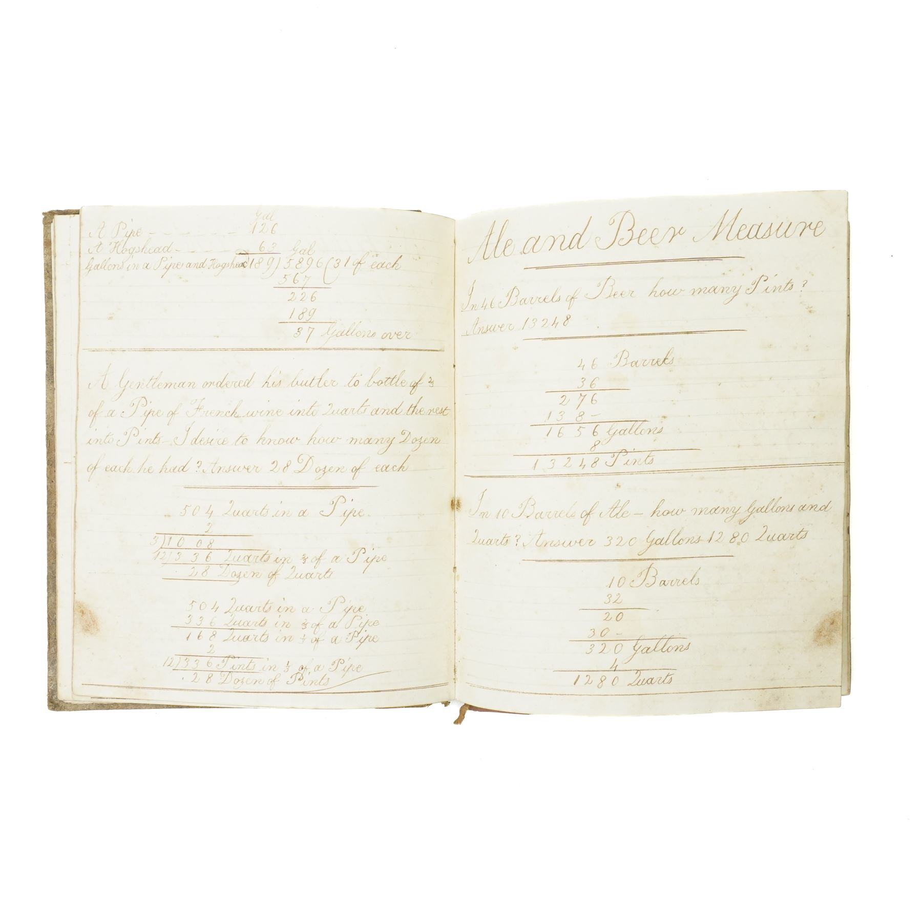 John Robinson - Early 19th century handwritten accounts book , with South Cave connection listing accounts from Mercers, Grocers, Butchers etc followed by various mathematical calculations