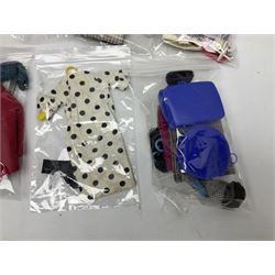 1960s Palitoy Tressy fashion doll, boxed with stand and booklets; four additional Tressy outfits (In The Office, Winter Journey, Winter Sports and Evening Date); two other outfits; and Tressy's Little Sister Toots doll with Style Book and additional outfit