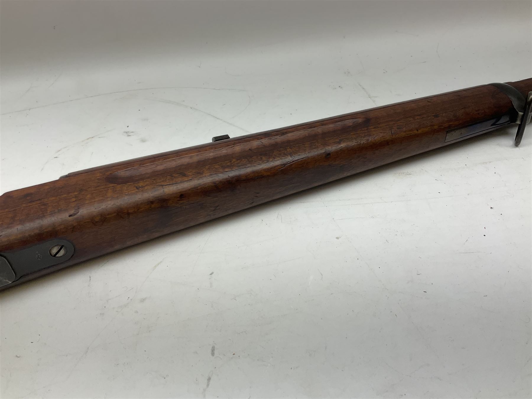 Early 20c Swedish 6.5mm bolt-action service rifle inscribed Carl Gustafs Stads Gevarsfaktori 1904; with 74cm barrel and original Model 1896 knife bayonet with scabbard No.149918 L149cm overall. Deactivated to early specification so requires re-deactivation to modern standards SECTION 1 RFD ONLY