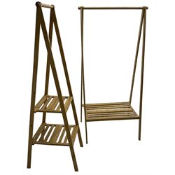 Futon Company - bamboo coat stand with lower tier (W84cm, H170cm); and a similar narrow stand with two tiers (W50cm, H170cm)