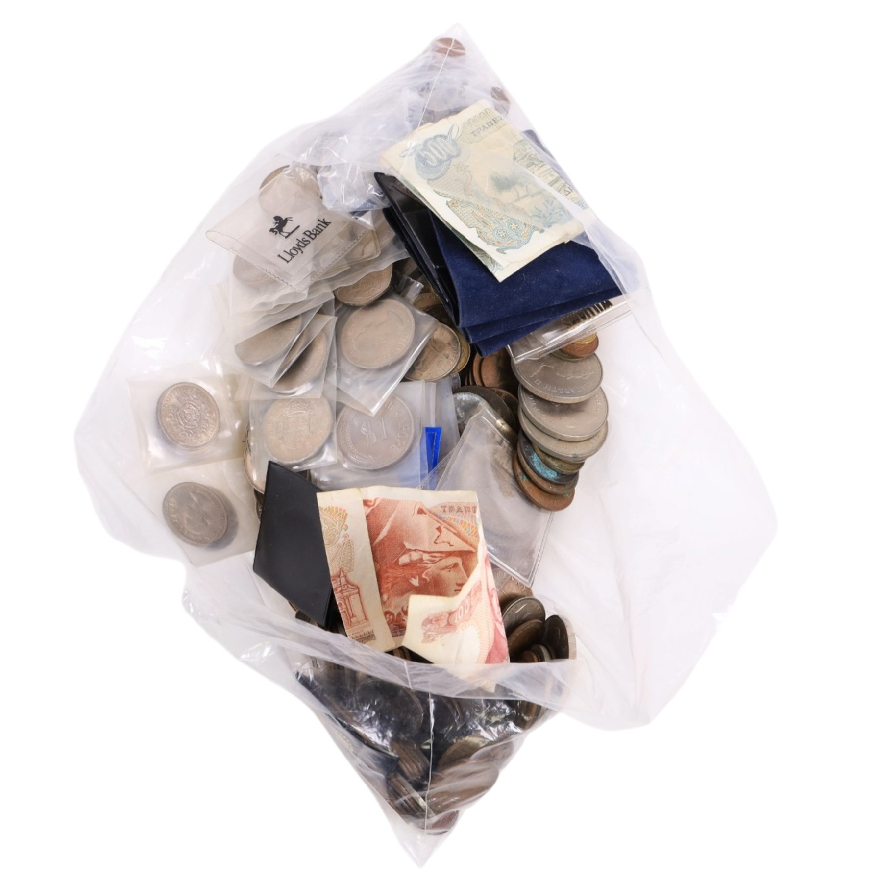 Great British and World coins, including year sets, pre-decimal coinage, commemorative crowns, coin covers etc, housed in folders and loose.