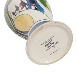 Wedgwood Bizarre by Clarice Cliff, Mei Ping vase, May Avenue hand painted based upon an original, limited edition 61/250, with certificate and box, H31cm 