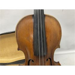 Mid-19th century Mittenwald violin c1850s with 35.5cm two-piece maple back and ribs and spruce top, bears label ' Pietro Garnieri in Mantua 1758' L59.5cm; in carrying case