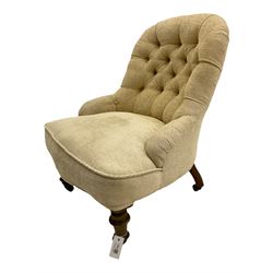 Victorian walnut framed upholstered nursing chair