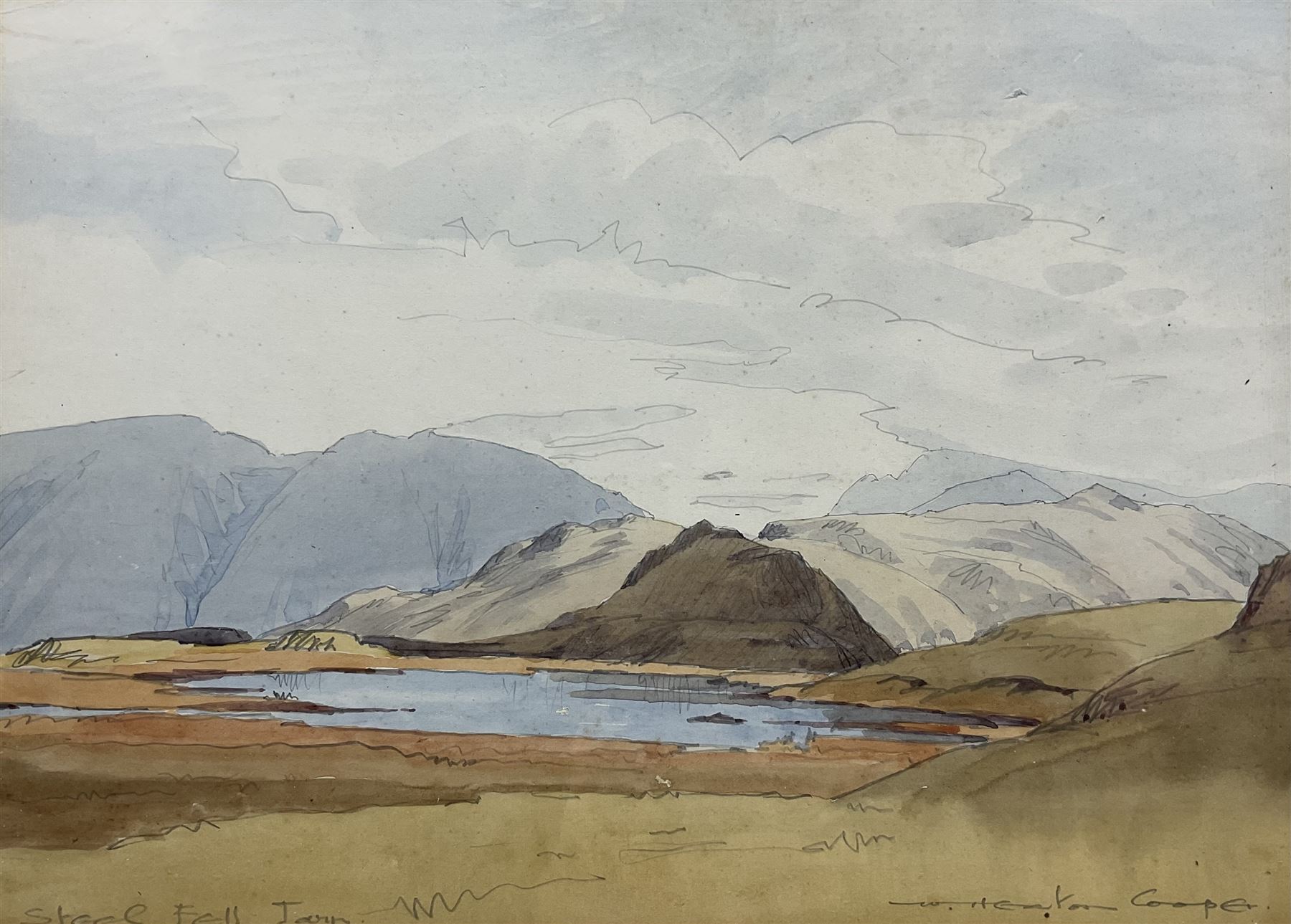 William Heaton Cooper RI (British 1903-1995): 'Steel Fell Tarn', watercolour over pencil signed and titled 24cm x 35cm