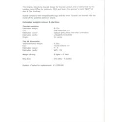 Platinum star sapphire and diamond ring by Scarab London, single cabochon cut sapphire of approx 8.17 carat, with sunburst design surround set with round brilliant cut diamonds, to a plaited design shank, London 2024, total diamond weight approx 0.50 carat, with Alan Poultney Gems report