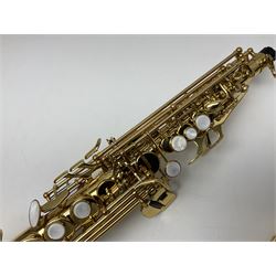 Trevor James The Horn Classic II brass straight soprano saxophone, serial no.T1255; in lightweight carrying case with accessories