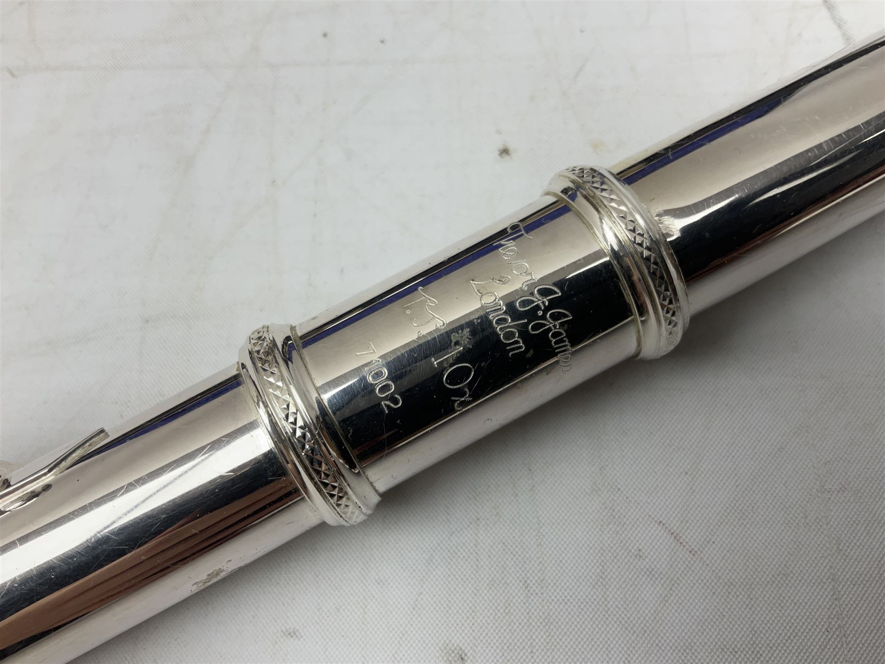Trevor J. James T.T. 10X silver plated flute, with two mouthpieces and crook joint, serial no. 71002, in carry case