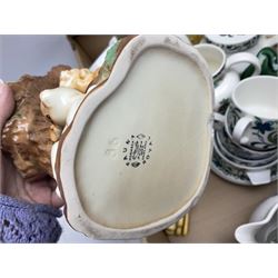 Wedgwood and Coalport 'Countryware' pattern ceramics, to include teapot, toast rack, napkin rings, jug, oval dish, sauce boat and saucer, etc, together with other ceramics to include Hornsea Fauna vase, Sylvac Apple Blossom pattern bowl, Sylvac jug in the form of a sack, no. 406, two Nao figures, tea wares, silver plated cutlery etc