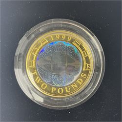 The Royal Mint United Kingdom 1999 'Rugby World Cup' holographic silver proof piedfort two pound coin, cased with certificate