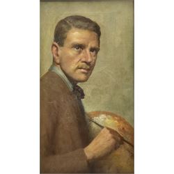 Reginald Henry Campbell (British 1877-?): Self Portrait of the Artist, oil on canvas unsigned 45cm x 24cm