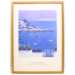 Sue McDonald 'Beside the Wave Gallery', poster print 69cm x 49cm; Scarborough Harbour & Robin Hood's Bay, pair gloss finish photographs 39cm x 29cm; Scarborough South Bay and Harbour, pair photographic prints on canvas 51cm x 76cm (5)