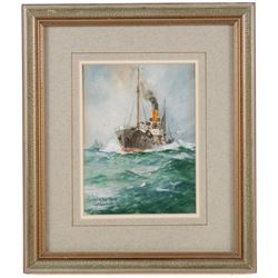 William Minshall Birchall (American 1884-1941): 'Toilers of the Deep', watercolour heightened with white signed titled and dated 1926, 17cm x 13cm 