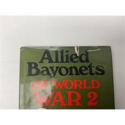 Five reference books on swords and bayonets comprising Skennerton & Richardson: British & Commonwealth Bayonets; Paul Keisling: Bayonets of the World; Leslie Southwick: The Price Guide to Antique Edged Weapons; J. Anthony Carter: Allied Bayonets of World War Two; and Les Armes Blanche (5)