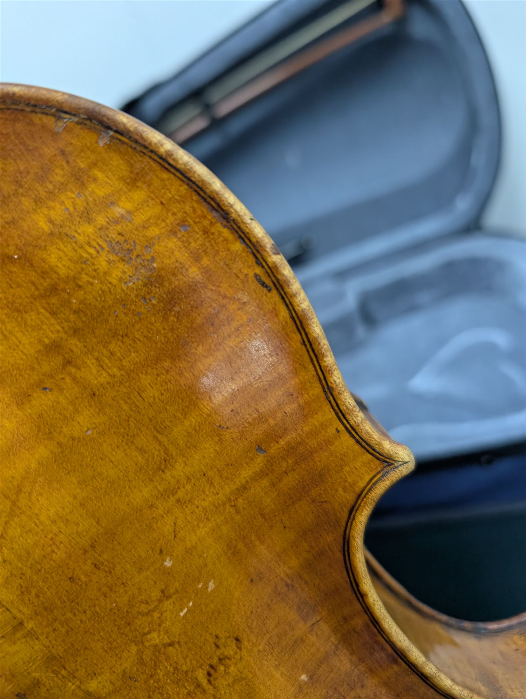20th century violin, bearing label for Antonius and Hieronymus Amati, with bow stamped G. Werner, contained within fitted case